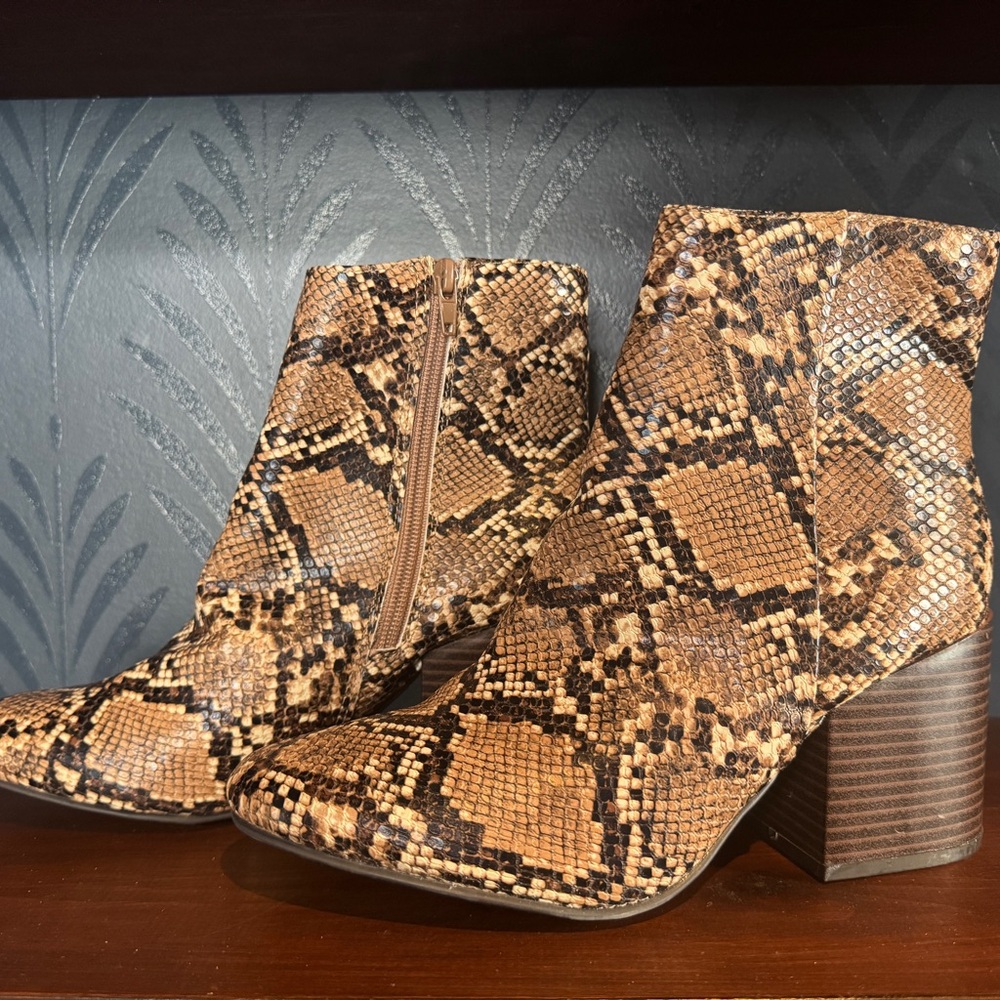 Madden Girl Brown Snakeskin Ankle Booties